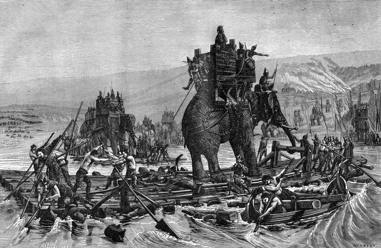 Hannibal překračující Rhonu, 218 př.nl 1882-1884 od Gilbert