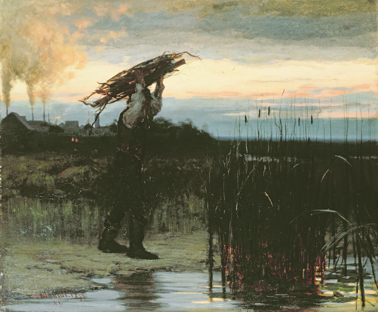 Muž nesoucí hole za soumraku, 1879 od Gilbert Gaul
