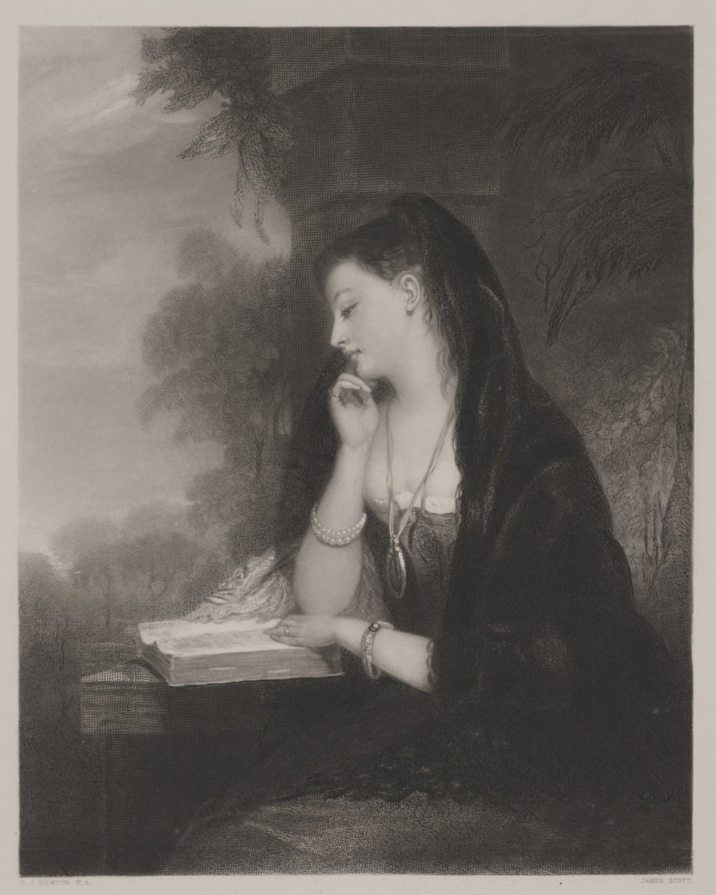 zamyšlený (akvatinta) od Gilbert Stuart Newton