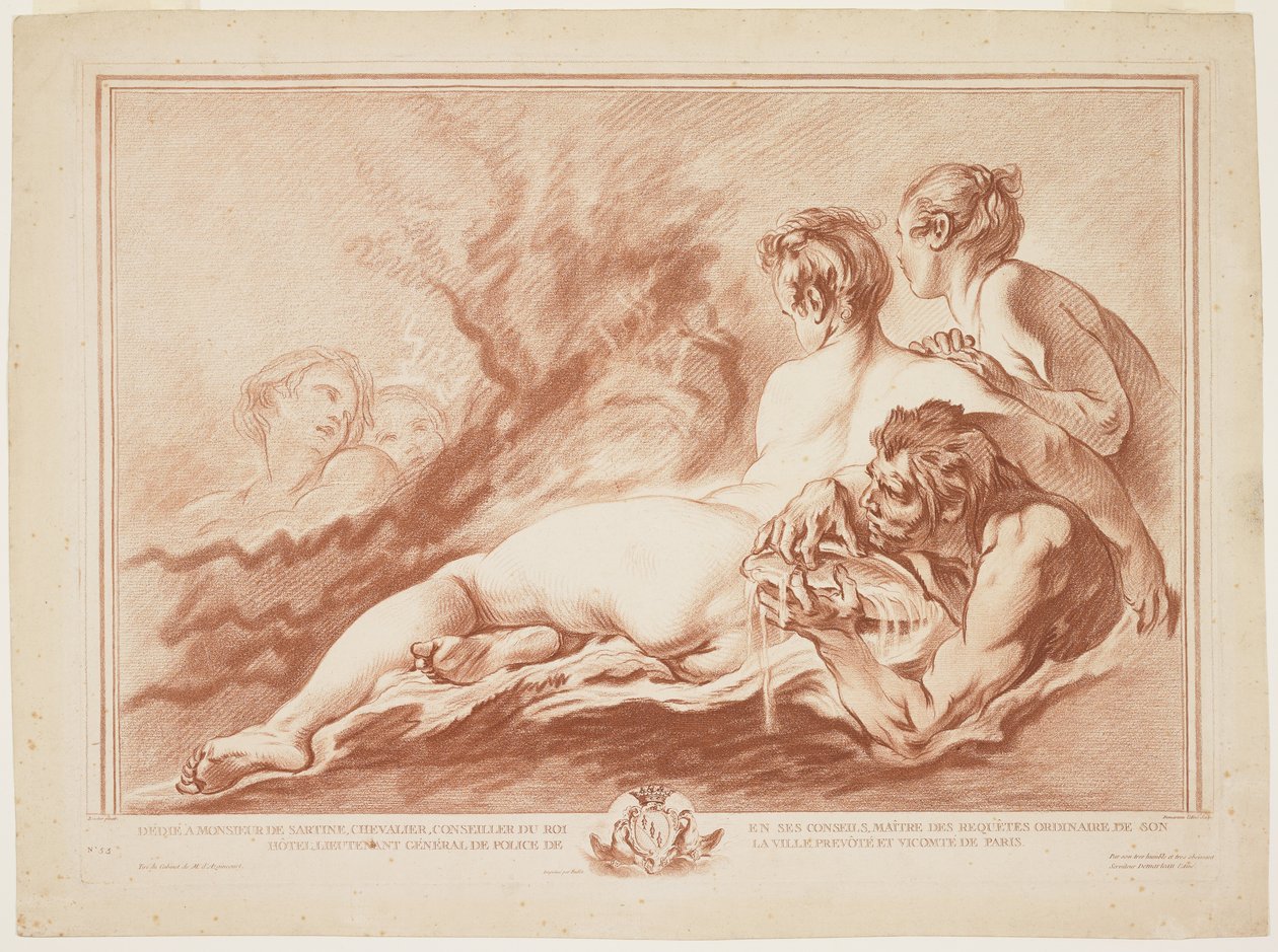 Nereidy a Triton, c. 1762 od Giles Demarteau