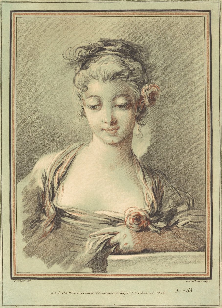 Mladá žena s růží, c. 1776. od Gilles Demarteau
