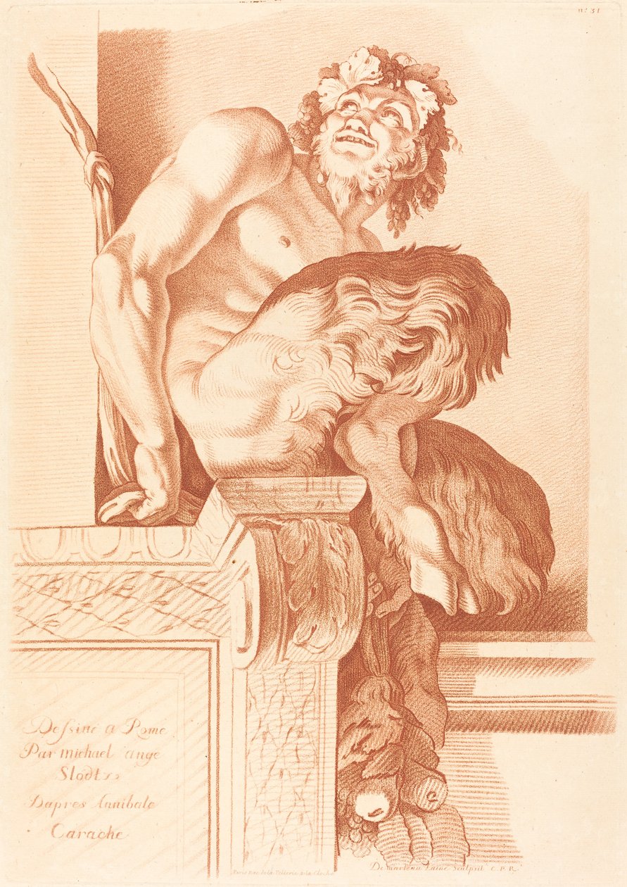 satyr od Gilles Demarteau the Elder after René Michel Slodtz after Annibale Carracci