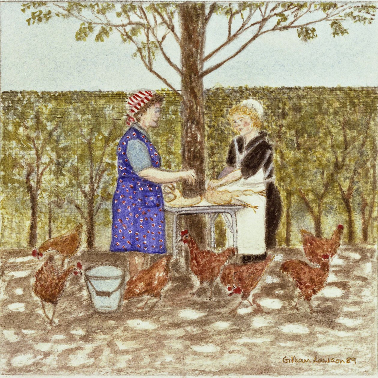 Coq au Vin, 1989 (akvarel na papíře) od Gillian Lawson