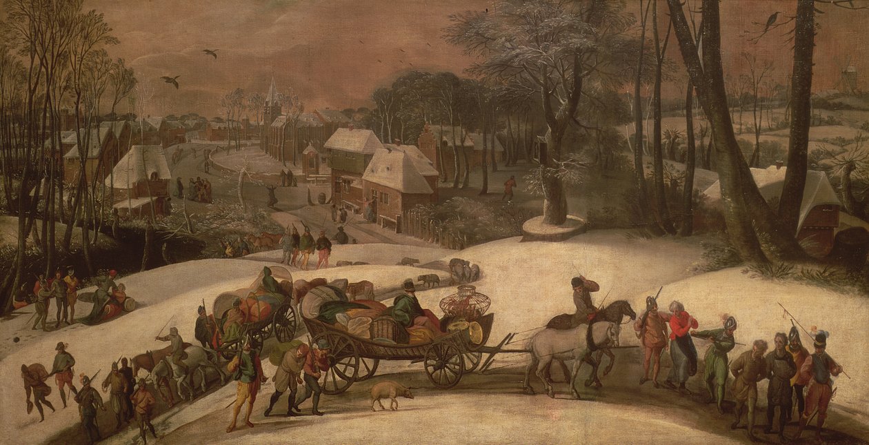 Vojenská expedice v zimě, c.1590 od Gillis Mostaert