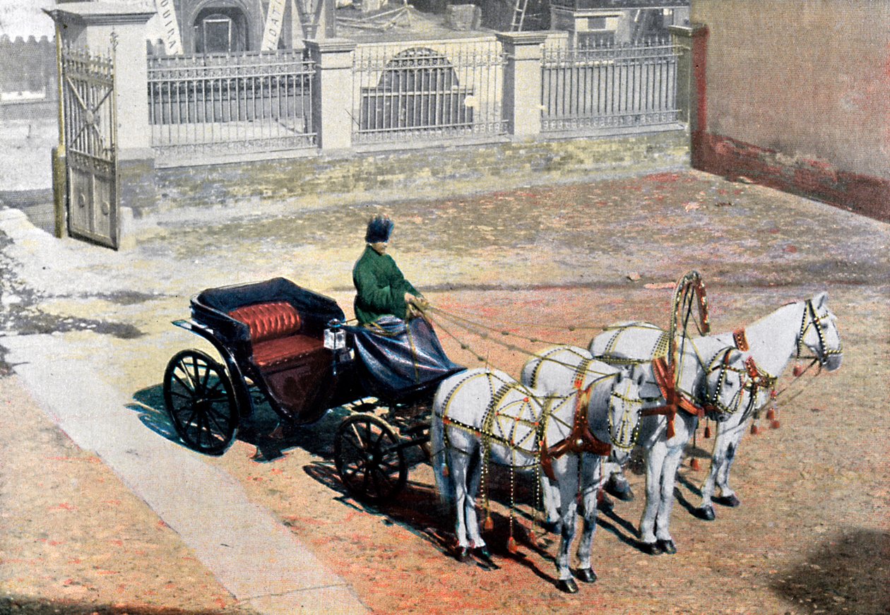 Trojka tažená třemi koňmi v létě, Rusko, c1890 od Gillot