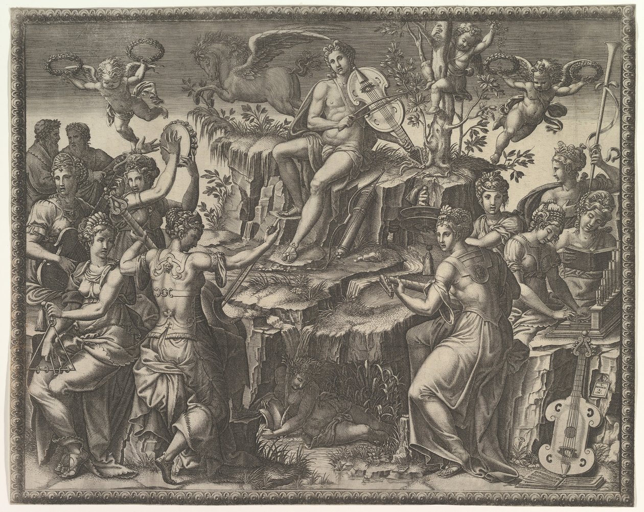Apollo a múzy, ca. 1557. od Giorgio Ghisi