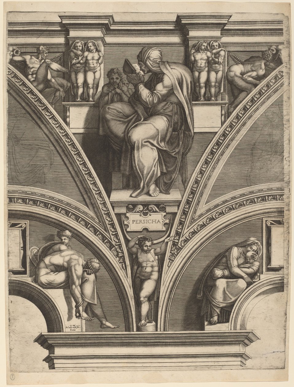 Perská Sibyla od Giorgio Ghisi after Michelangelo