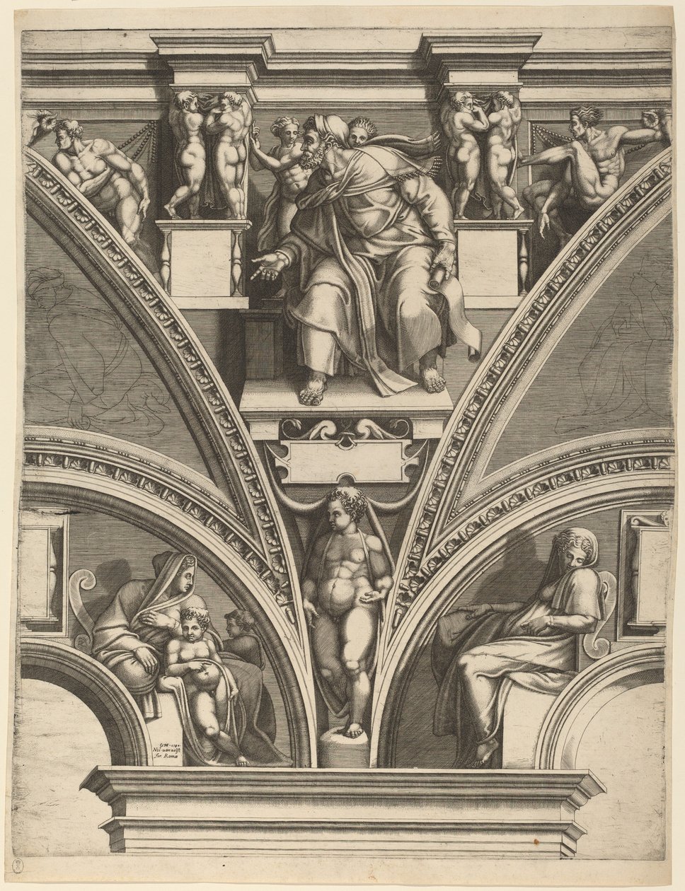 Prorok Ezechiel od Giorgio Ghisi after Michelangelo