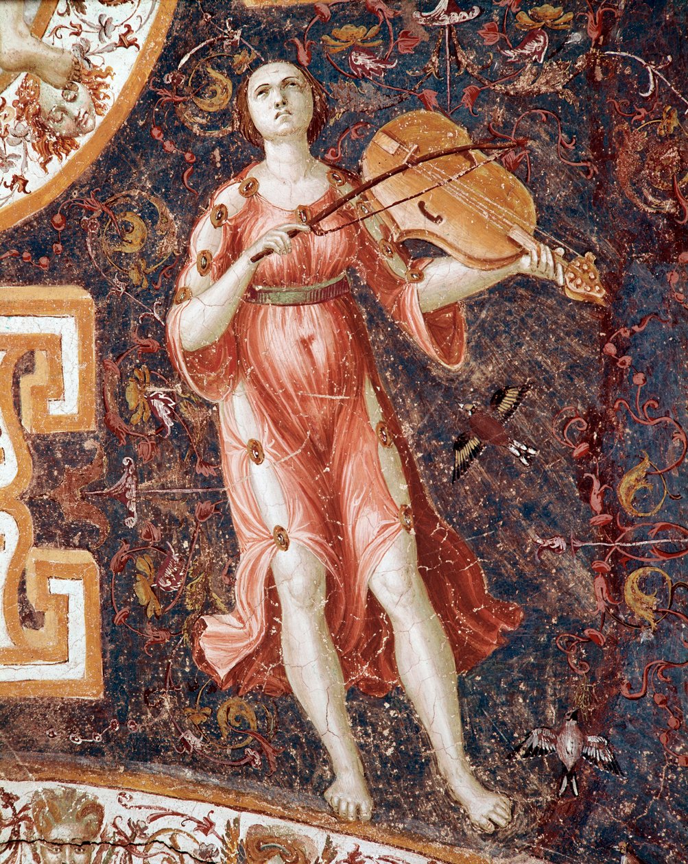 Mladá žena hrající na housle (Fresco od Giorgio Vasari