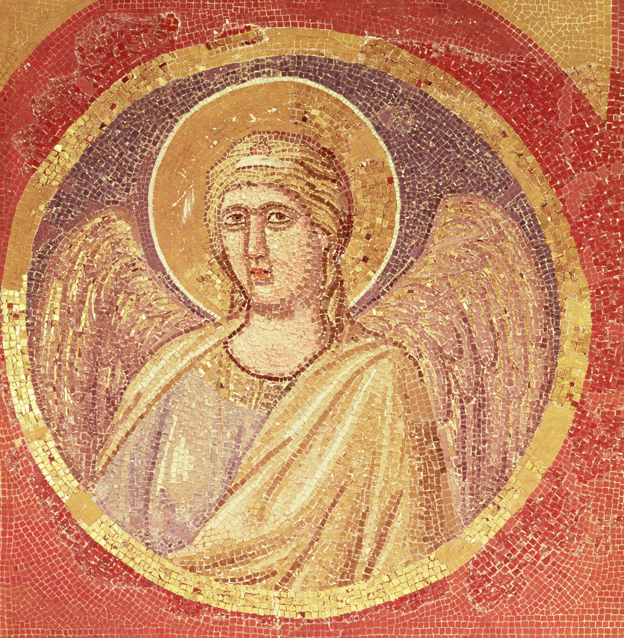 Detail anděla z Navicella, lodi kostela, cca 1300 (mozaika) od Giotto di Bondone