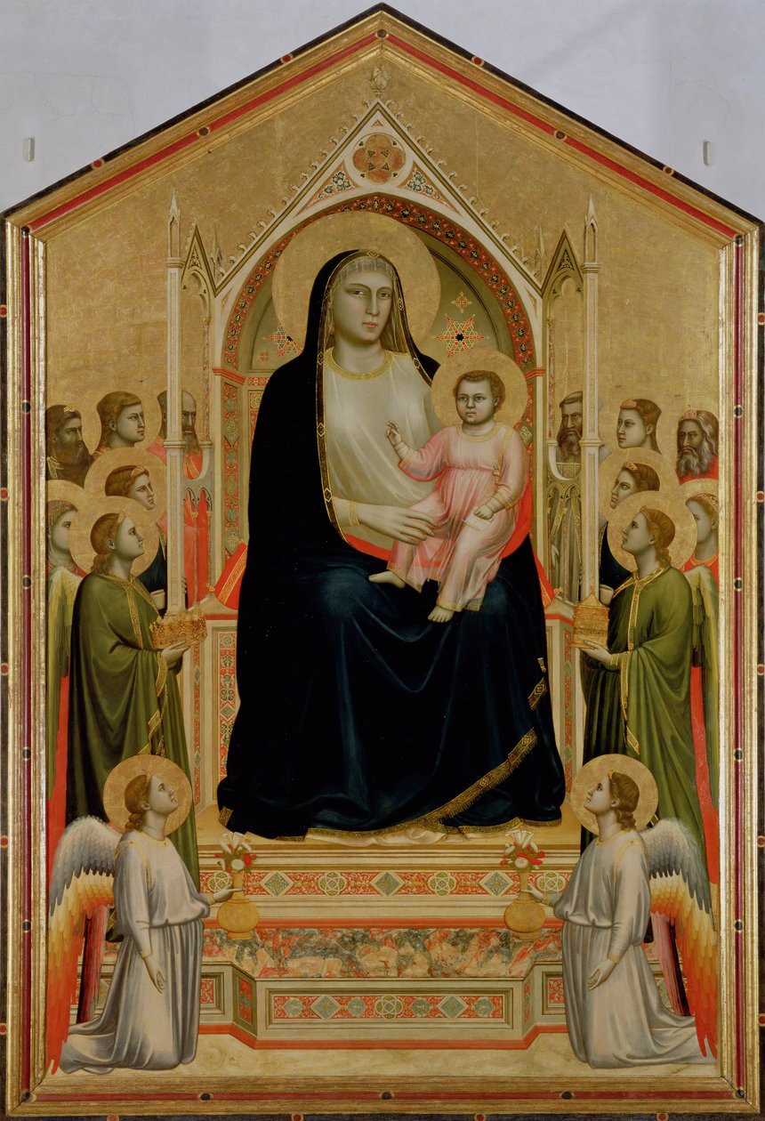 Madonna and Child Enthroned, cca 1300-10 (tempera na panelu) (POST-restaurování) (viz také 50342) od Giotto di Bondone