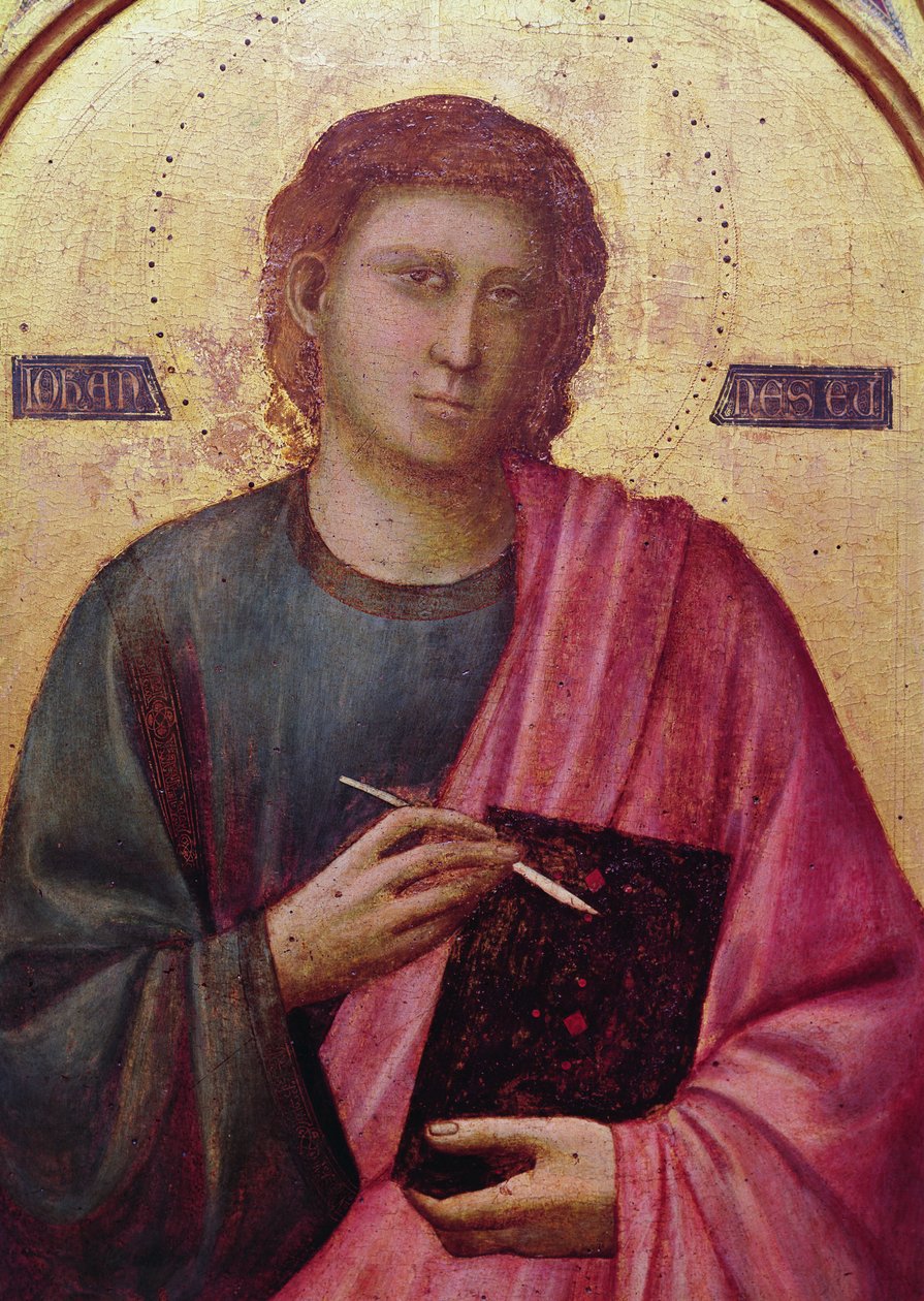 Sv. Jan Evangelista, levý panel oltáře Badia, kolem 1301 (tempera na panelu) (detail 50341) od Giotto di Bondone