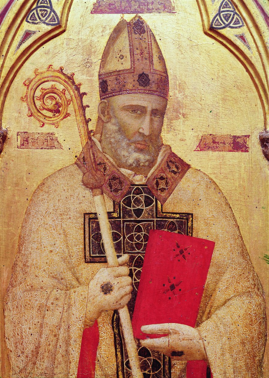 Mikuláše, zcela vlevo panel oltáře Badia, kolem 1301 (tempera na panelu) (detail 50341) od Giotto di Bondone
