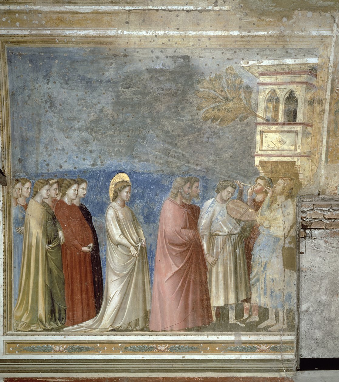 Svatební průvod Panny Marie, asi 1305 (před restaurováním) od Giotto di Bondone