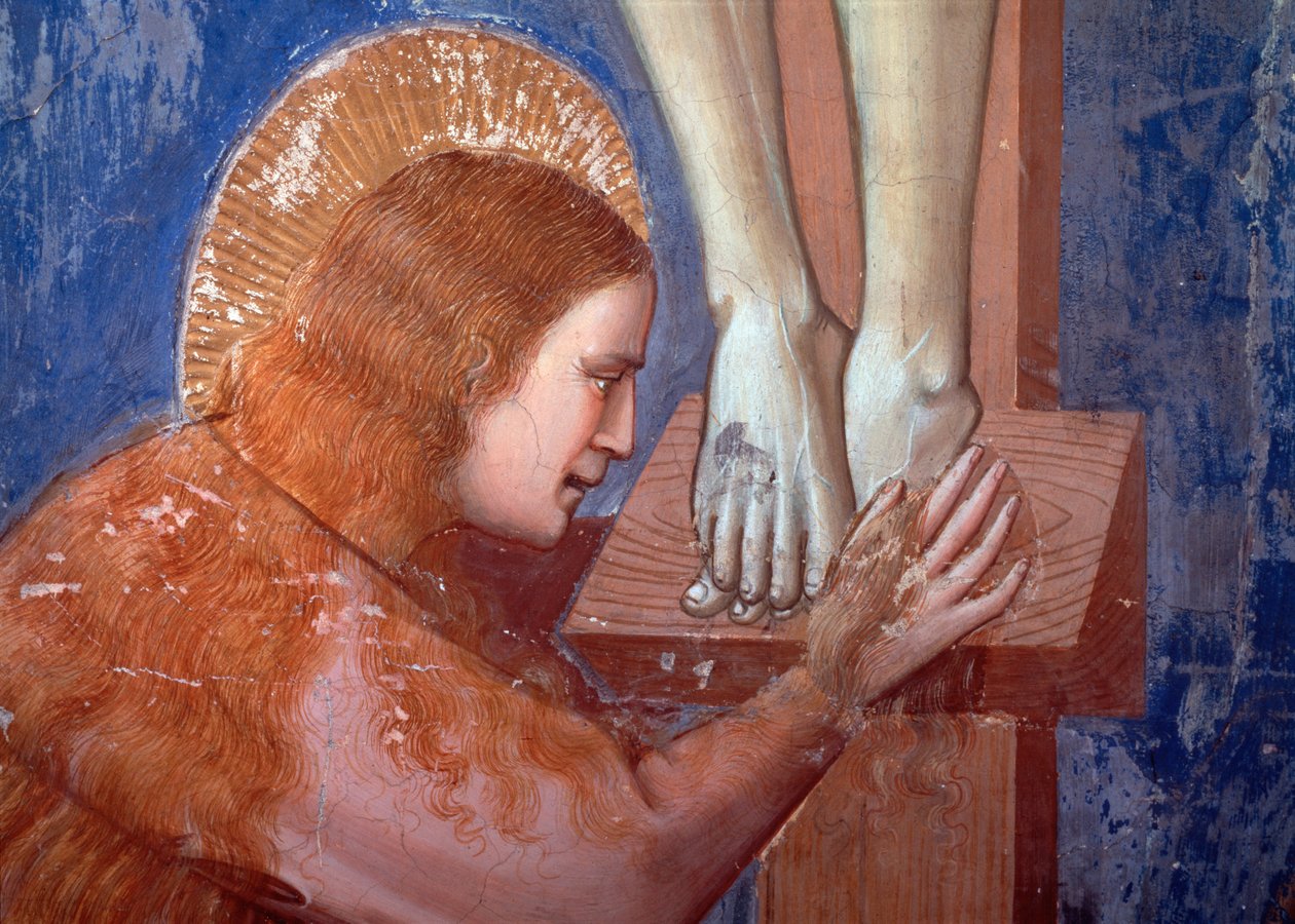 Ukřižování, detail Magdaleny (Freska od Giotto (c.1266 1337)