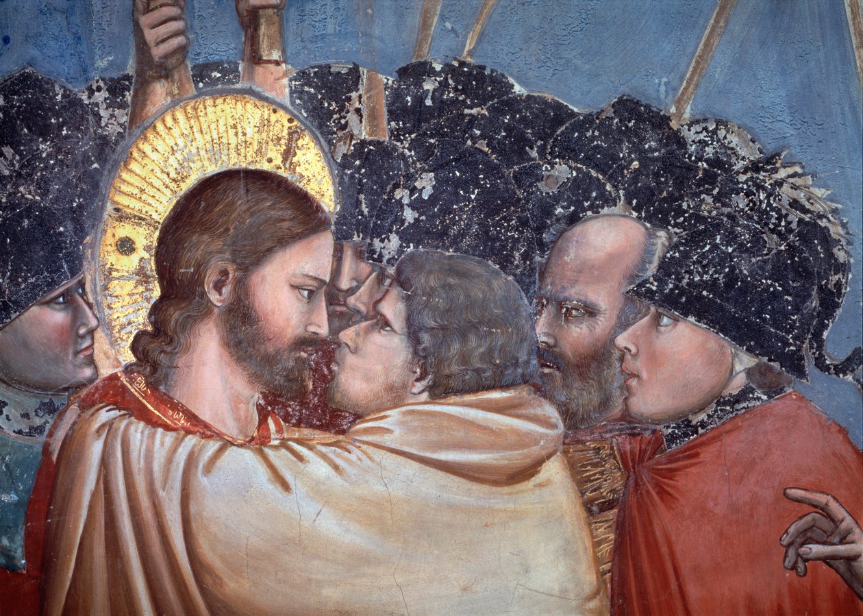 Jidášův polibek. Detail (Freska od Giotto (c.1266 1337)