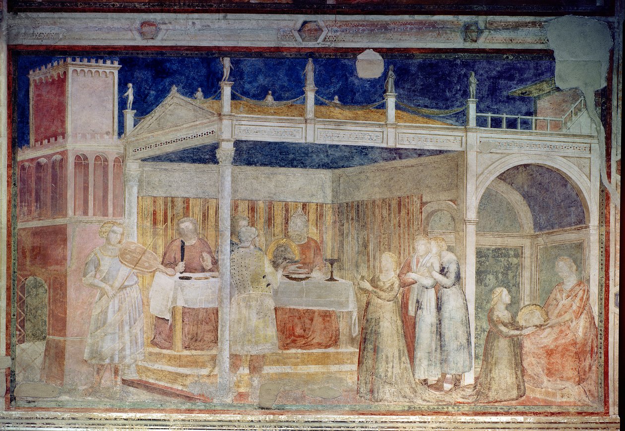 Herodova hostina z kaple Peruzzi od Giotto di Bondone