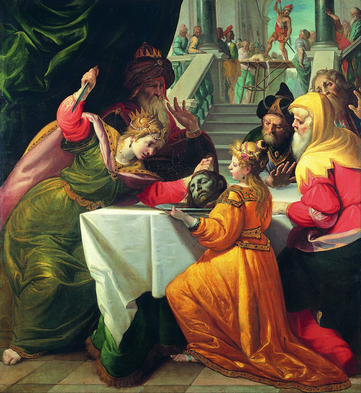 Herodias se představila s hlavou baptisty od Salome od Giovanni Andrea Ansaldo