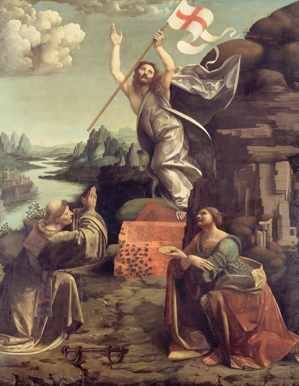 Vzkříšení Krista se svatým Leonardem z Noblacu a Lucie od Giovanni Antonio Boltraffio