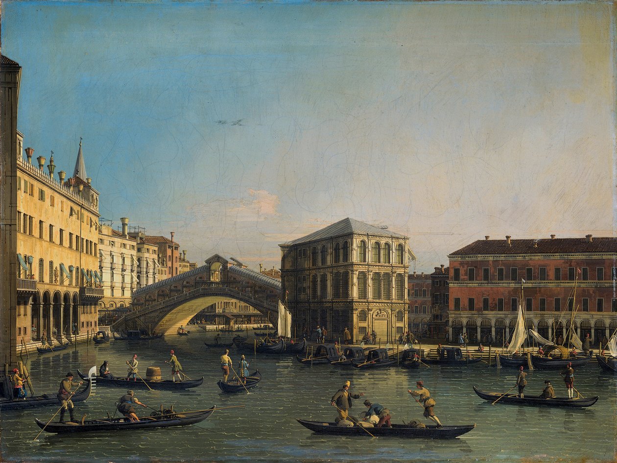 Het Canal Grande se setkal s Ponte Rialto en de Fondaco dei Tedeschi od Giovanni Antonio Canal
