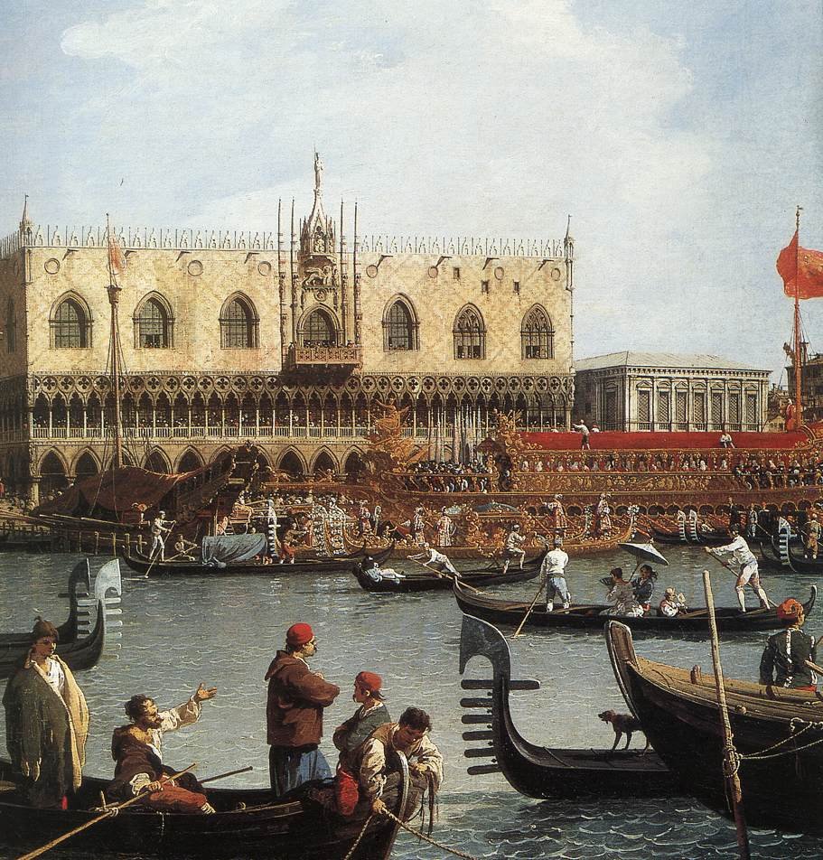 Návrat Bucentora na Molo v den Nanebevstoupení (detail) od Giovanni Antonio Canal