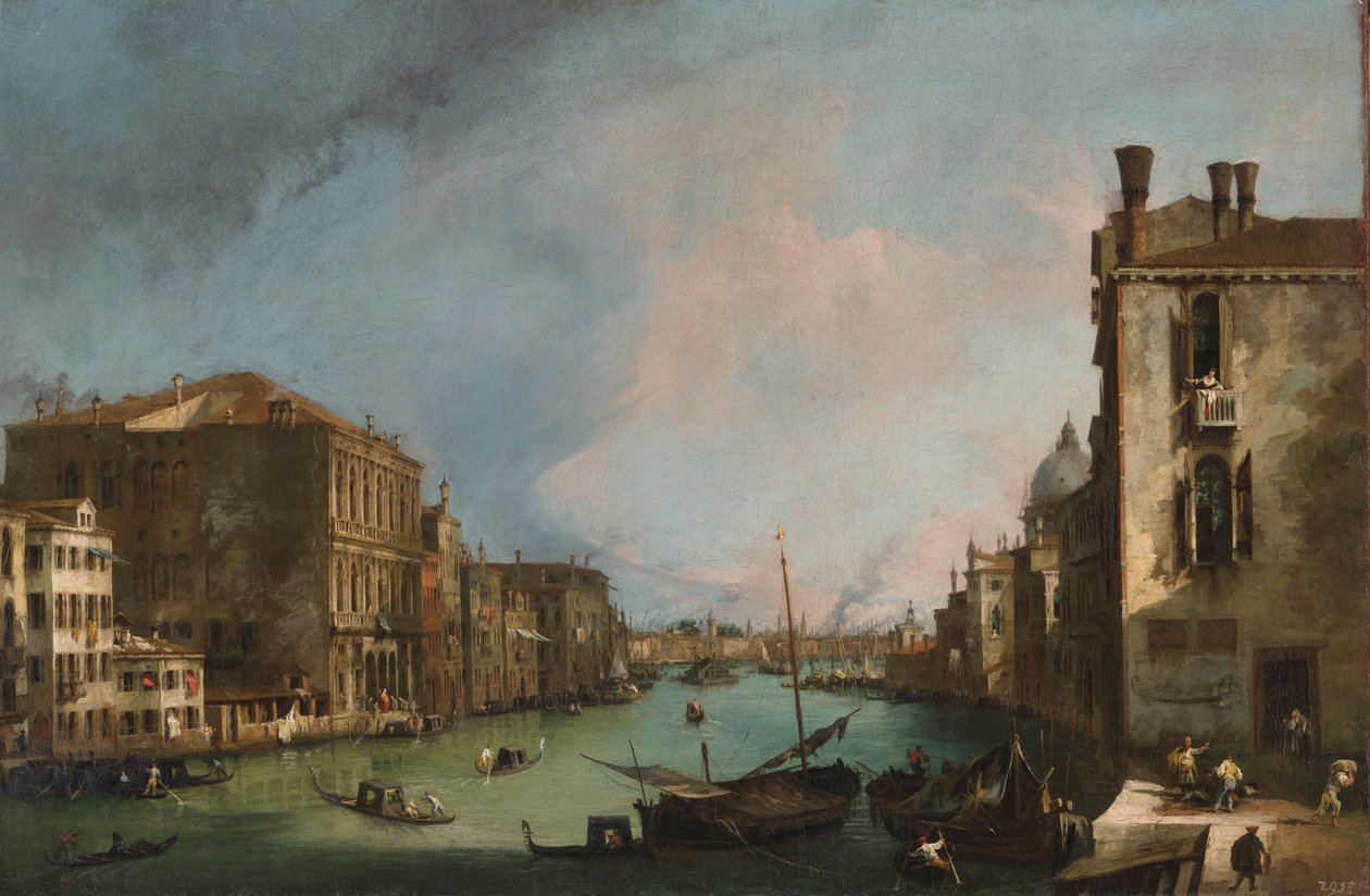 Canal Grande v Benátkách s Palazzo Corner Canale Grande od Giovanni Antonio Canal