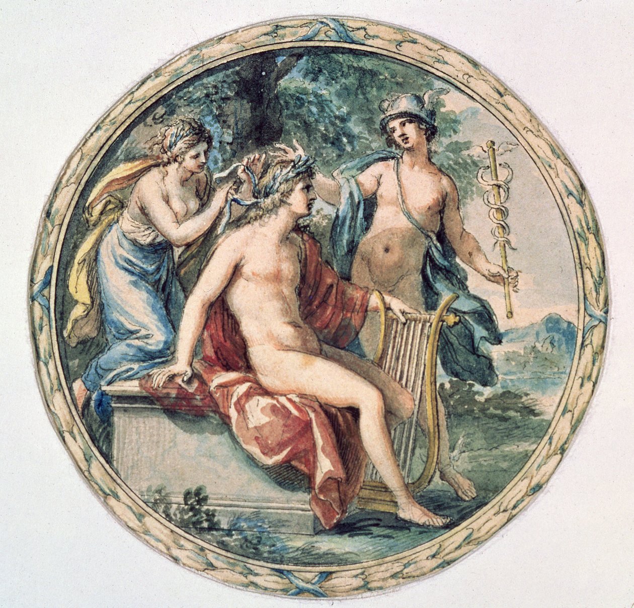Apollo se svou Lyrou, Merkurem a Múzou od Giovanni Battista Cipriani