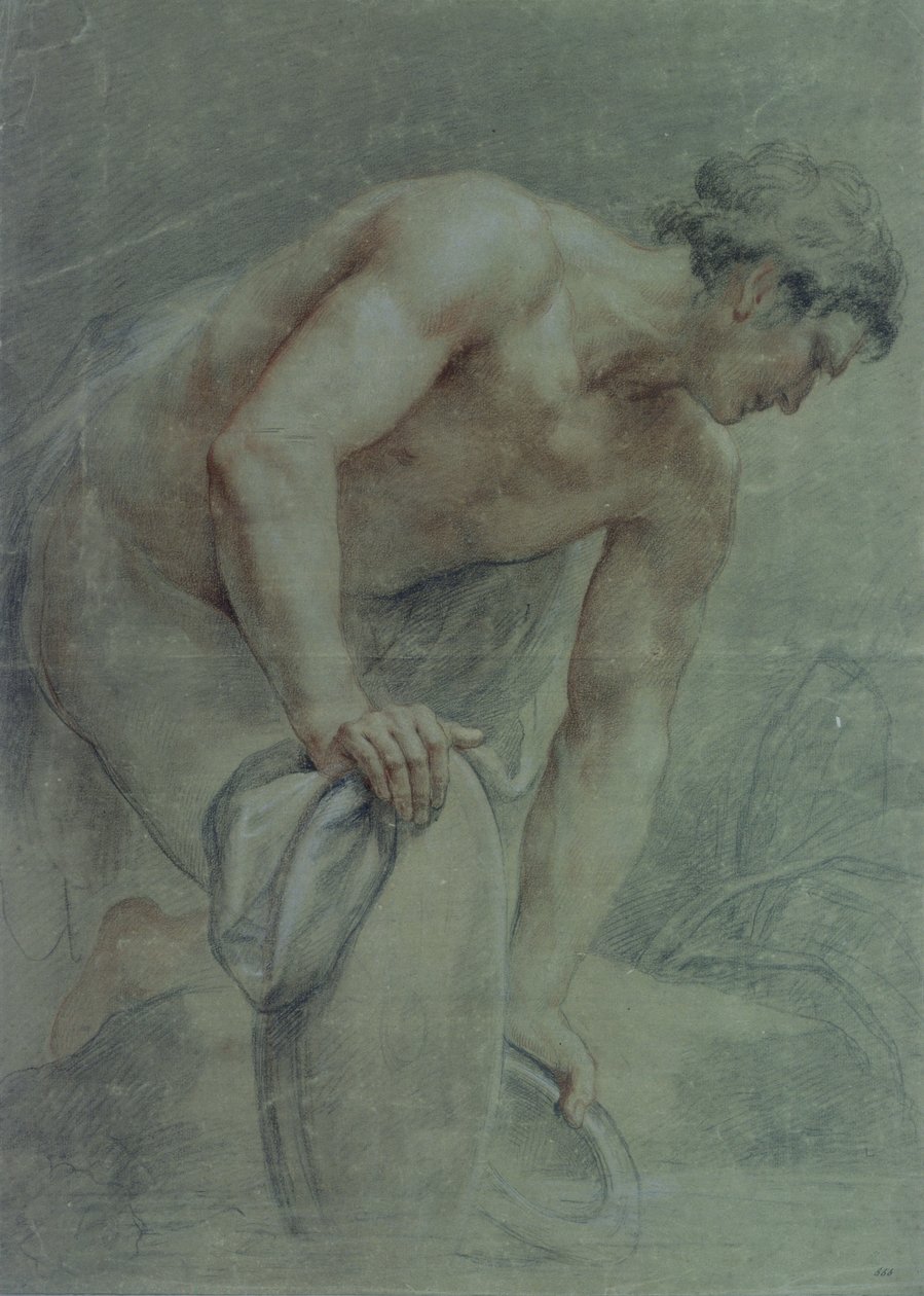 Postava válečníka, částečně zahalená, 18. století (kresba) od Giovanni Battista Cipriani