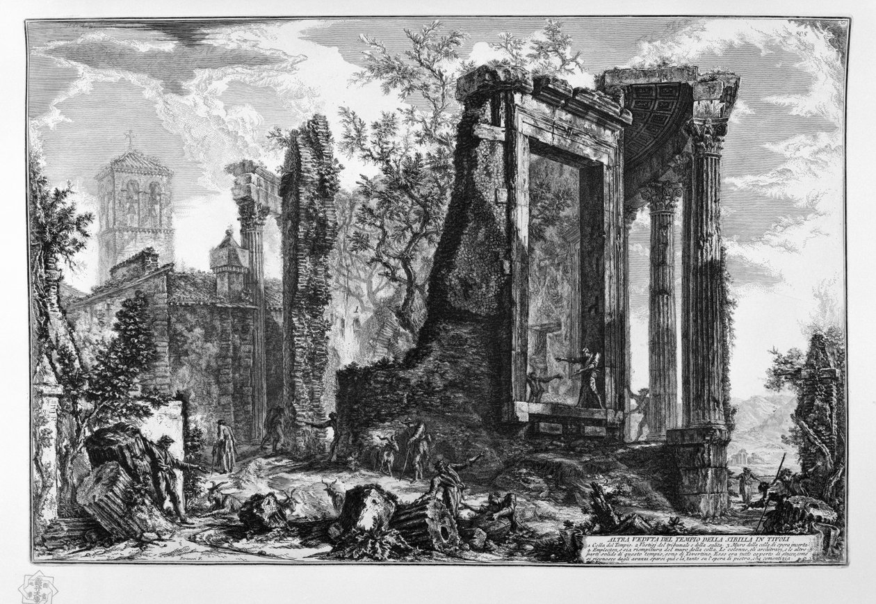  	DALŠÍ POHLED NA CHRÁM SIBYLY V TIVOLI od Giovanni Battista Piranesi