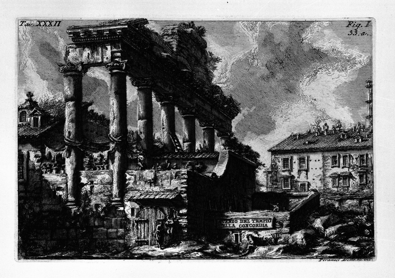 Avazo z chrámu Concordia od Giovanni Battista Piranesi