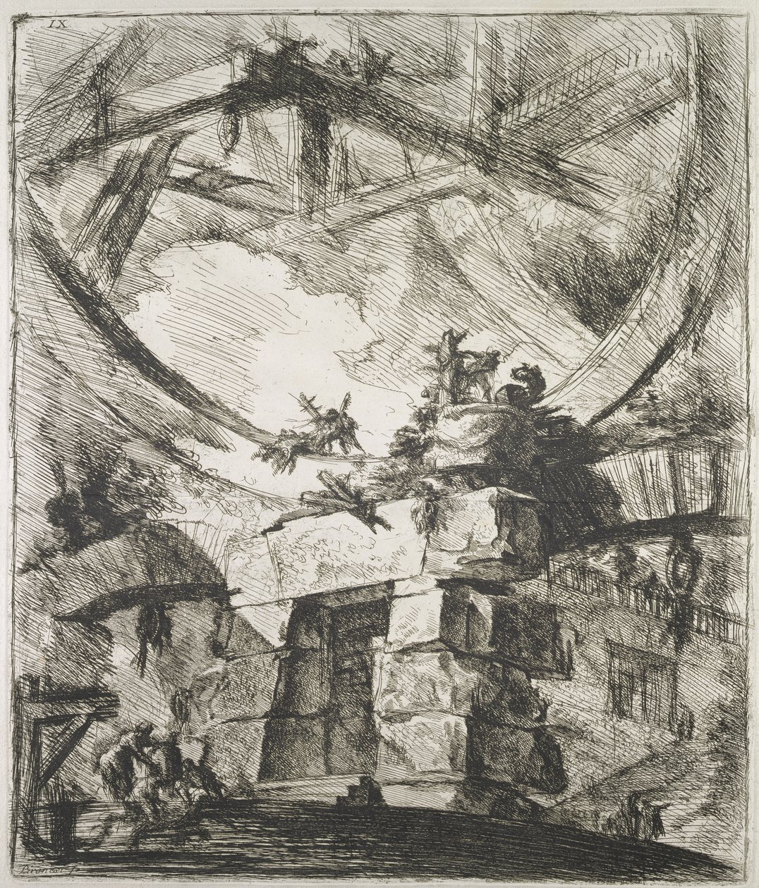 Carceri (Vězení) IX, 1760 od Giovanni Battista Piranesi