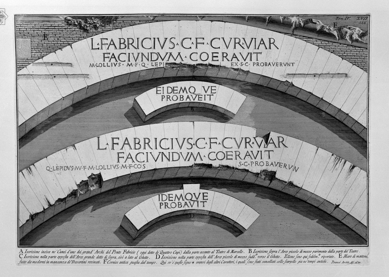 Ponte Fabricio od Giovanni Battista Piranesi