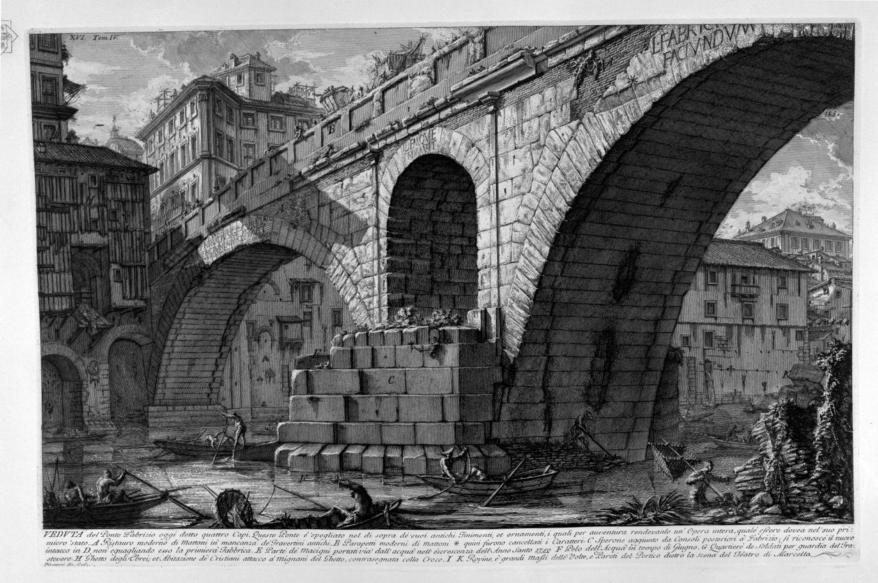 Ponte Fabricio od Giovanni Battista Piranesi