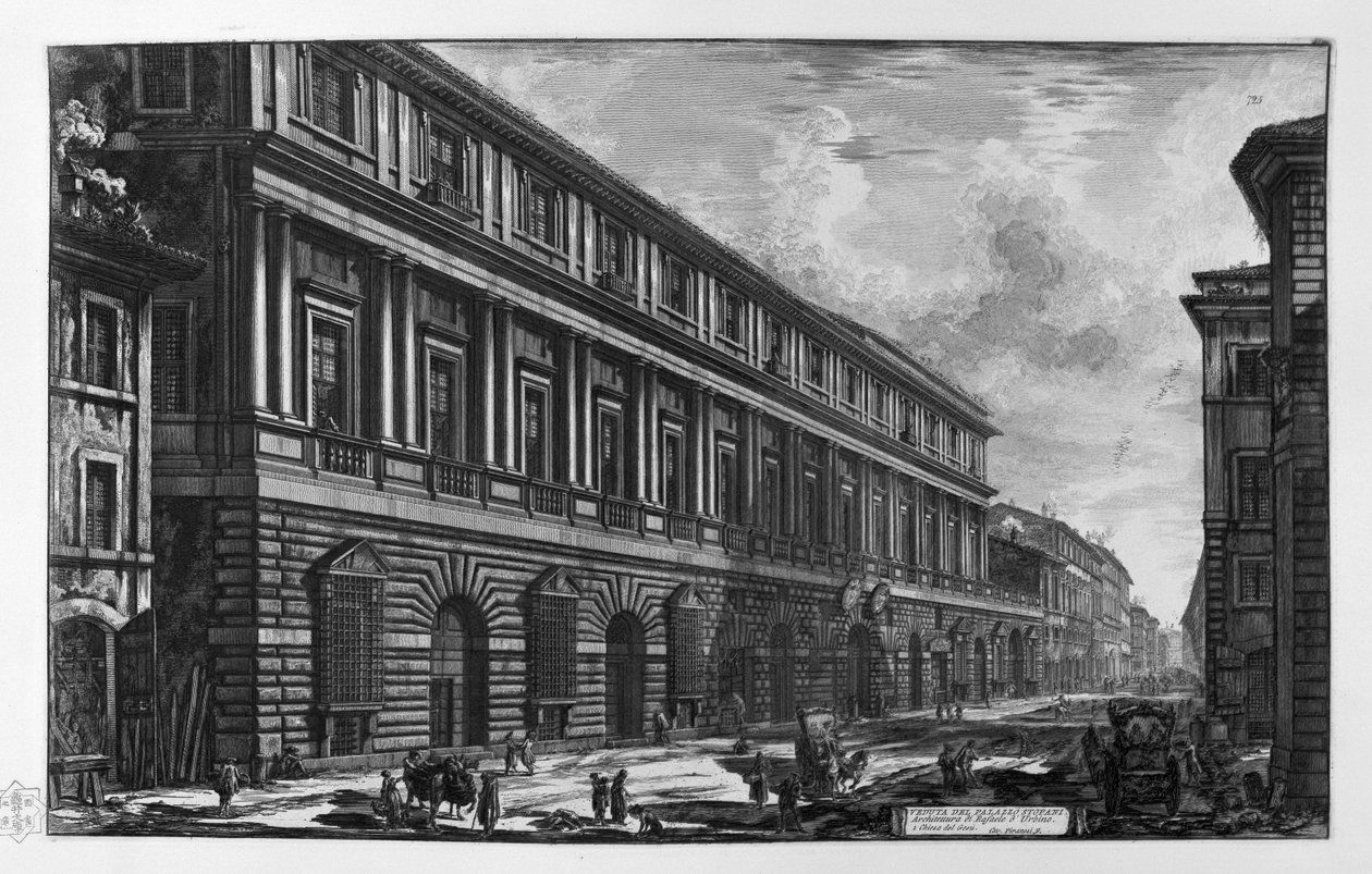Pohled na palác Vidoni Caffarelli (palác Stoppani). Kostel Gesù od Giovanni Battista Piranesi