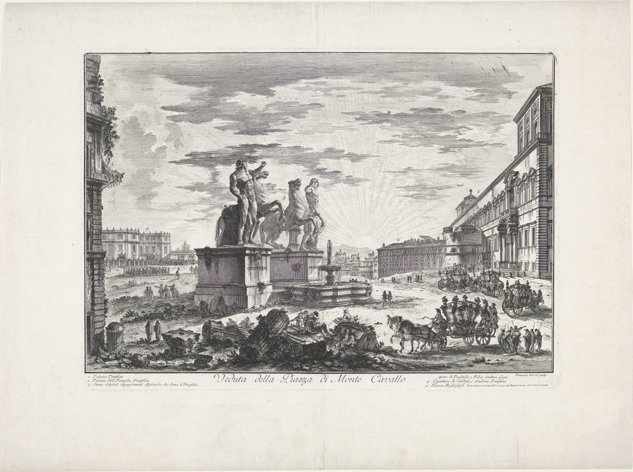 Pohled na náměstí Piazza di Monte Cavallo od Giovanni Battista Piranesi