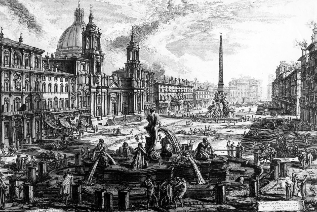 Pohled na náměstí Piazza Navona, ze série "Pohledy na Řím", cca 1760 od Giovanni Battista Piranesi