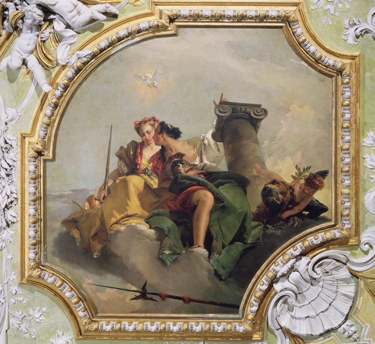 Odvaha a spravedlnost, ze „Sala Capitolare“ (síň kapitulace) kolem roku 1749 od Giovanni Battista Tiepolo