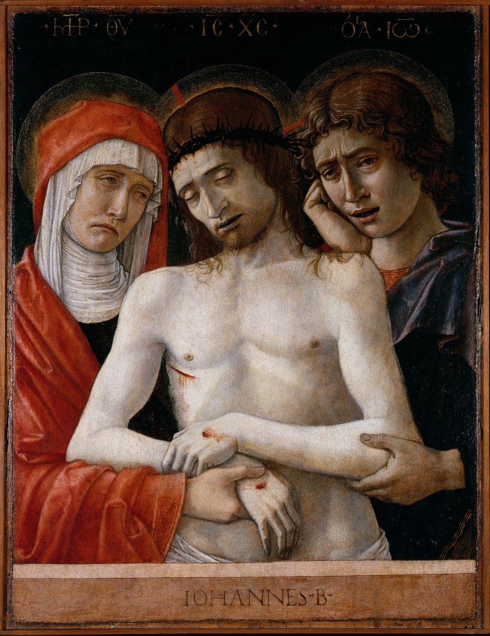 Mrtvý Kristus s podporou Madony a svatého Jana od Giovanni Bellini