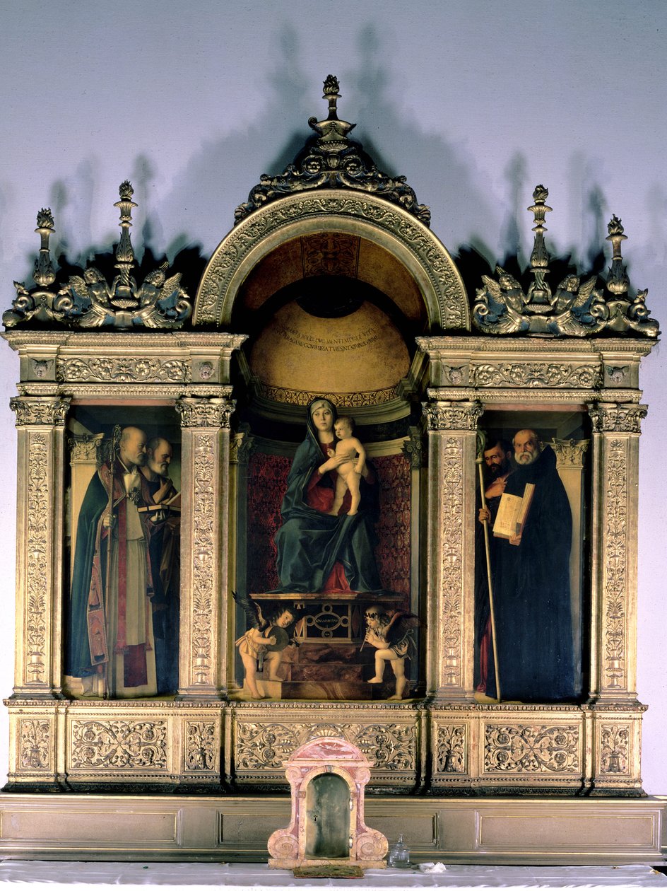 Madona s dítětem a svatými (triptych oltářní obraz) od Giovanni Bellini