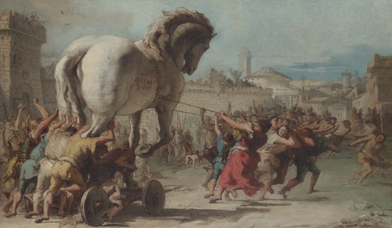 Průvod trojského koně v Tróji od Giovanni Domenico Tiepolo
