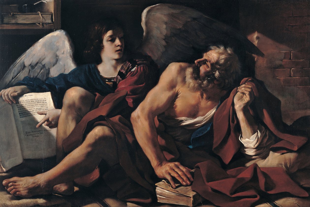 Svatý Matouš a anděl od Giovanni Francesco Barbieri