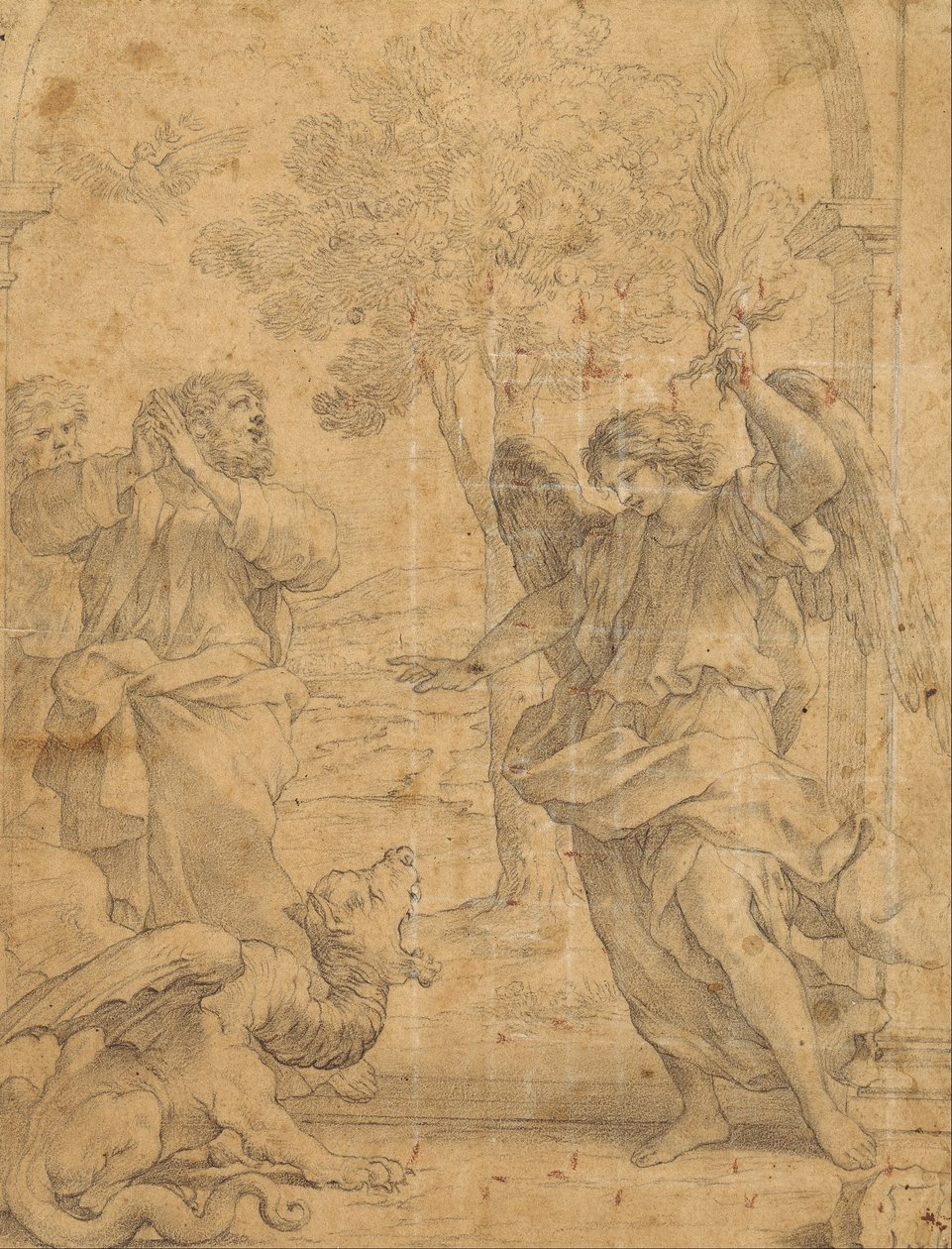 Archanděl Uriel a drak od Giovanni Francesco Romanelli