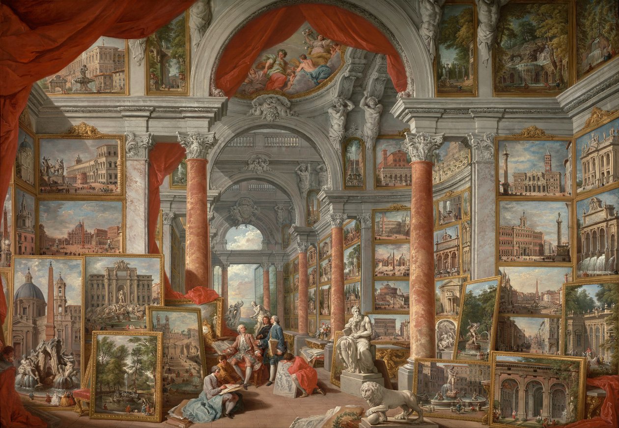 Galerie obrázků s výhledem na moderní Řím od Giovanni Paolo Pannini