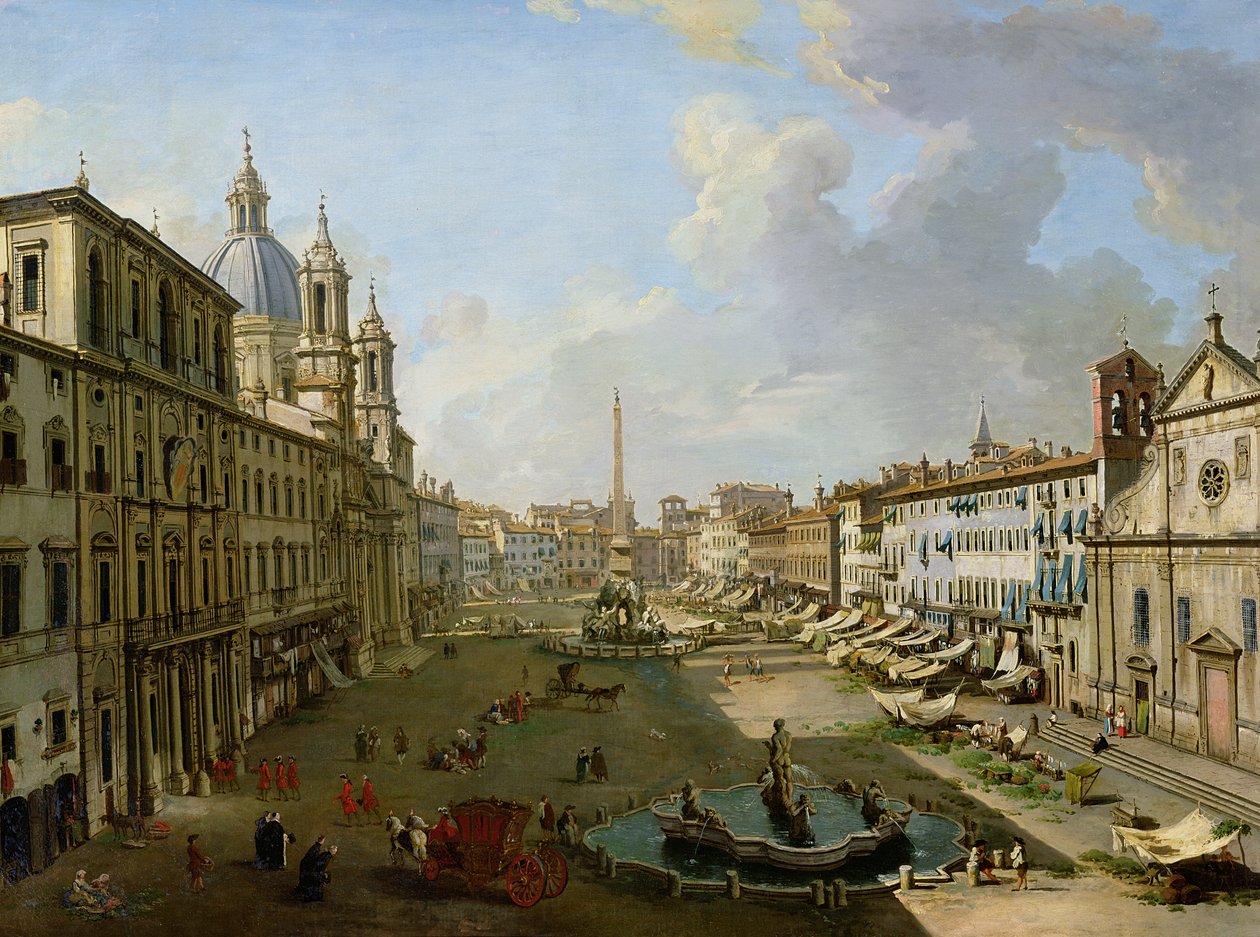 Piazza Navona v Římě od Giovanni Paolo Pannini