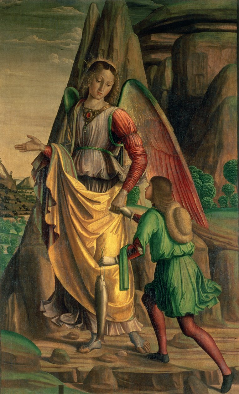 Tobiáš a anděl od Giovanni Santi or Sanzio