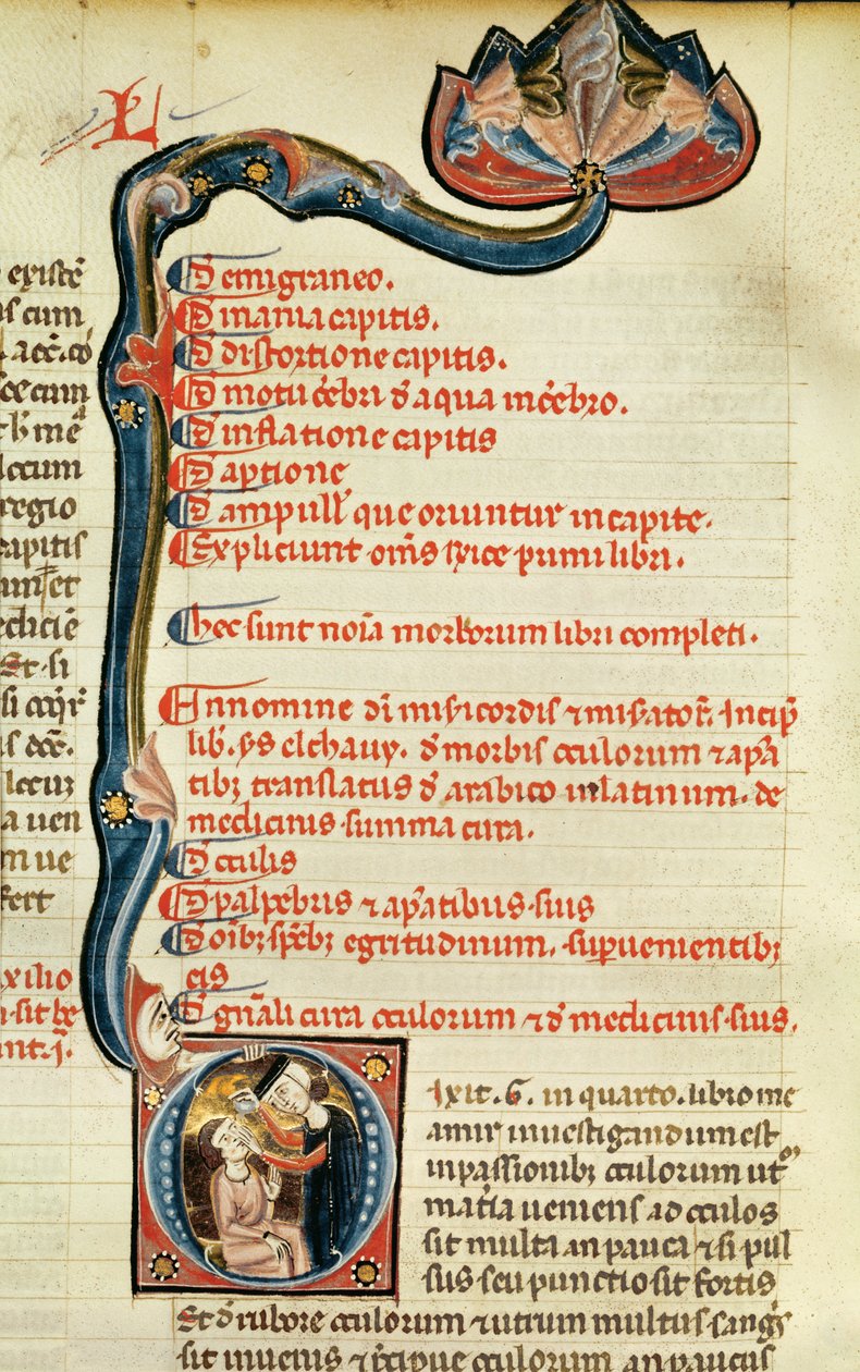 MS.Lat.6912 Iluminace z 2. dílu Rhazesových Continens o oftalmologii a očních chorobách, 1282 od Giovanni da Monte Cassino