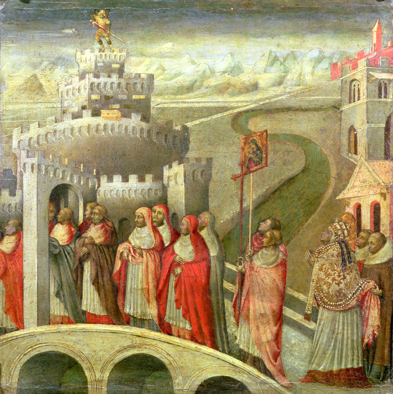 Procesí svatého Řehoře do Andělského hradu od Giovanni di Paolo