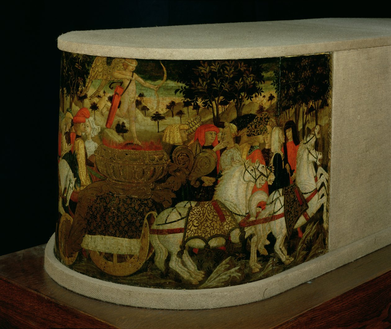 Triumf lásky, inspirovaný "Triumfy" Petrarky (1304-74) od Giovanni di Ser Giovanni