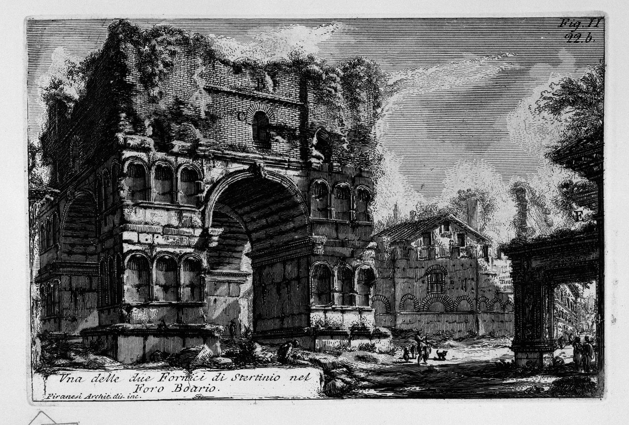 Jeden ze dvou Fornixů ze Stertinia ve Foro Boarium od Giovanni Battista Piranesi