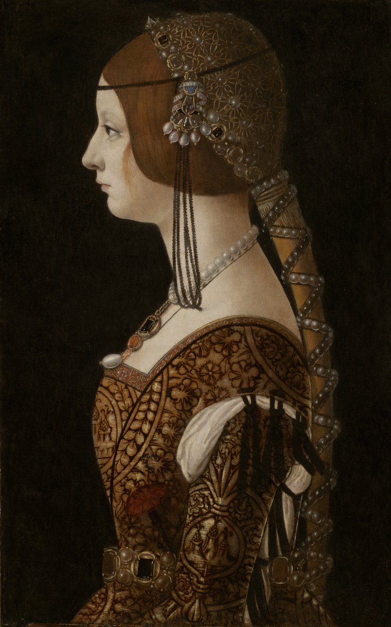 Bianca Maria Sforza, kolem roku 1493 od Giovanni Ambrogio de Predis